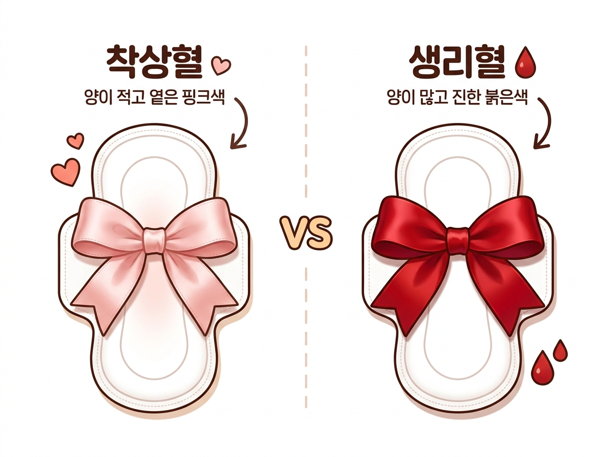 착상혈 vs 생리혈 비교표