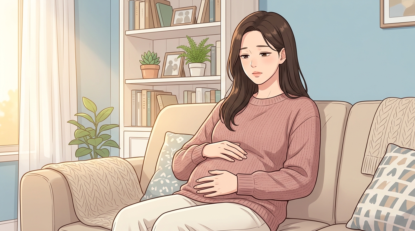 용인 산부인과 선택 전 알아야 할 입덧 원인 hCG 호르몬 임산부 일러스트